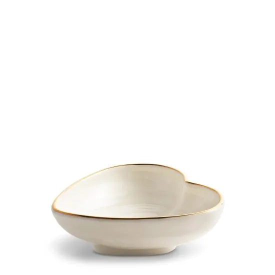 Cream Ribbed Heart Dish