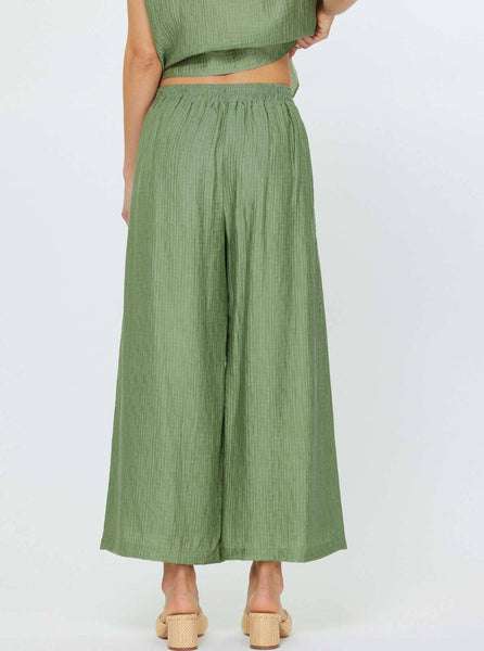 Shirring Detail Flowy Wide Reg Pants