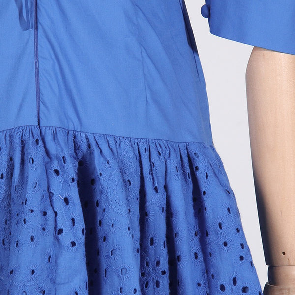 V-Neck Ruffle Summer Dress - Blue Elegance