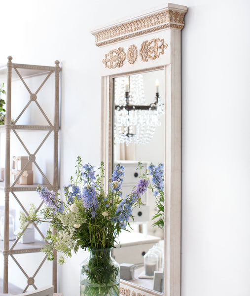 Yasmin Mirror in Rosette White with Distressed Gold Finish