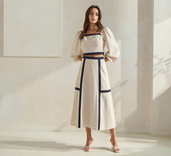 Carla Contrast Trim Top & Skirt Set