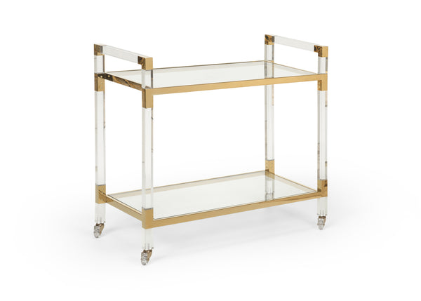 Acrylic And Gold Bar Cart