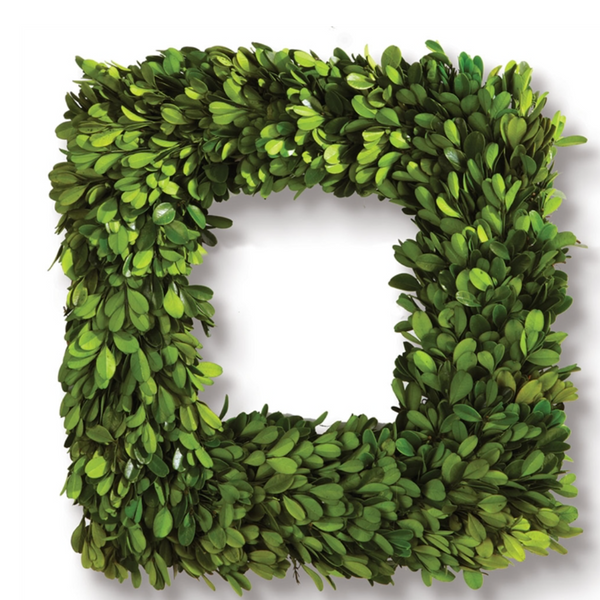 16" Square Preserved Boxwood Wreath