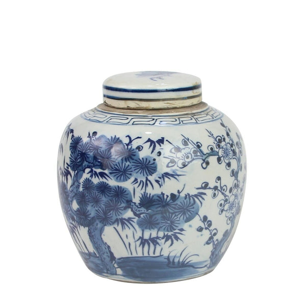 Blue And White Mini Jar Pine Tree
