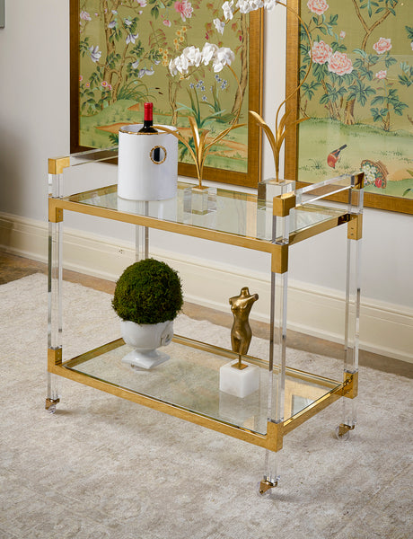 Acrylic And Gold Bar Cart