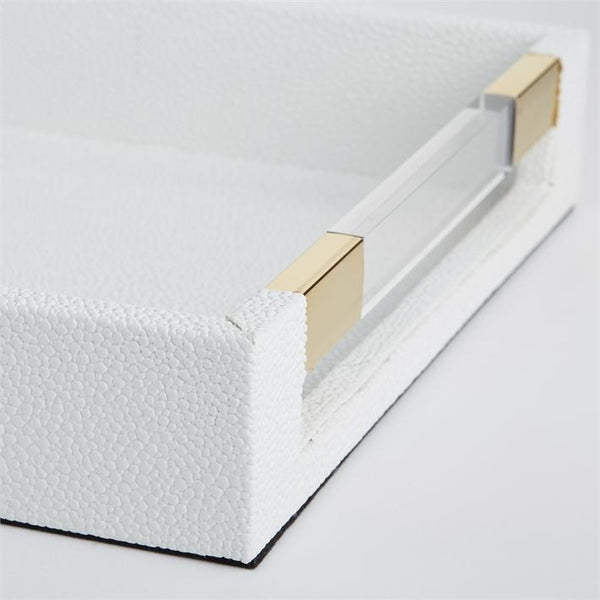 White Tray With Acrylic And Gold Handles
