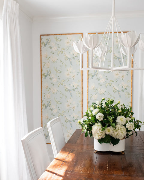 Chinoiserie Wallpaper Panel in Gold Bamboo Frame