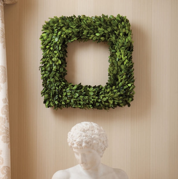16" Square Preserved Boxwood Wreath