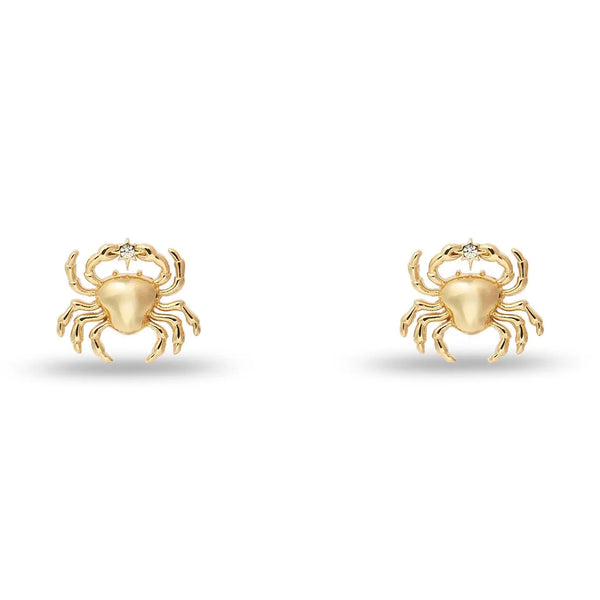 Gold Cancer Zodiac Stud Earrings