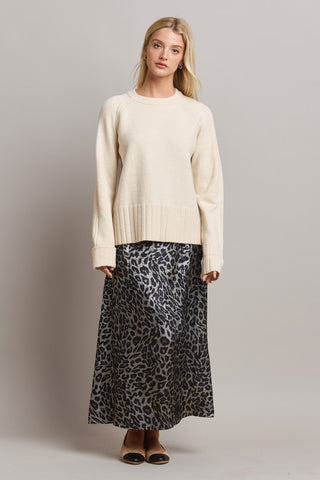 Rhinestone Leopard Satin Skirt