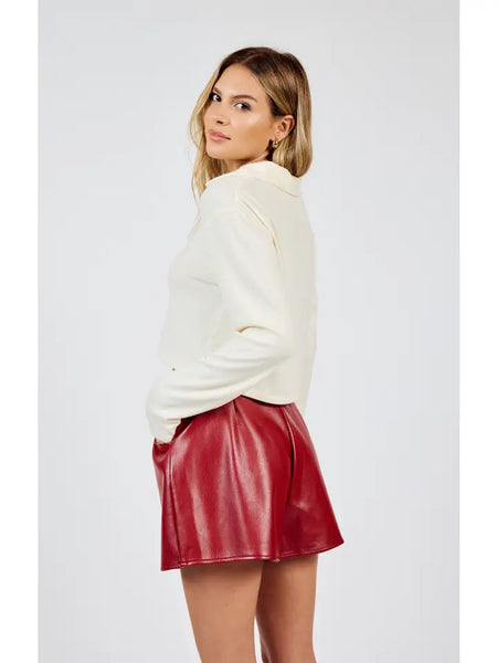 Night Vision Faux Leather Shorts in Red