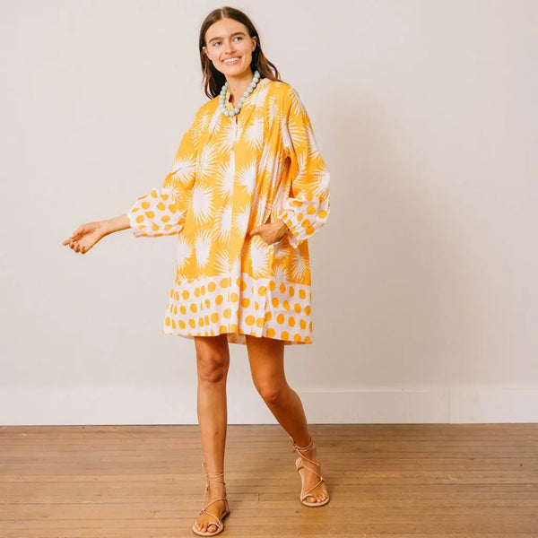 Gold Palm Geo Dress