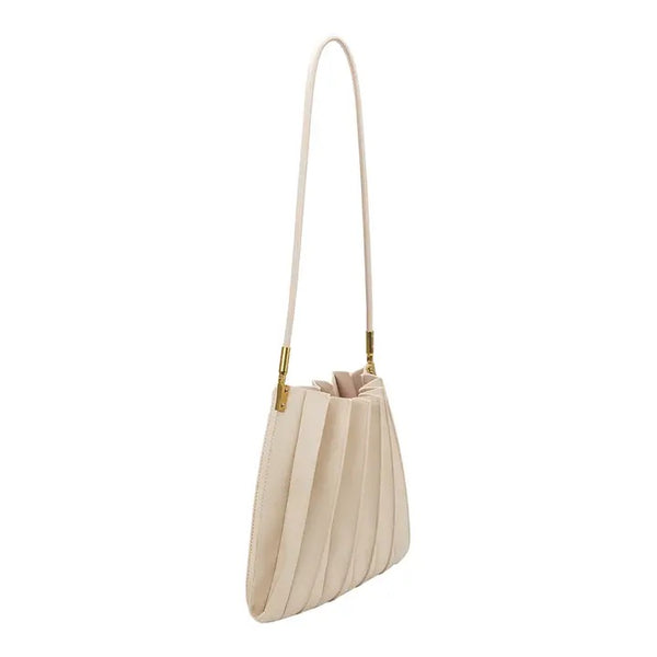 Carrie Ivory Pleated Vegan Shoulder Bag