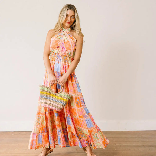 Patchwork Palm Capri Dress