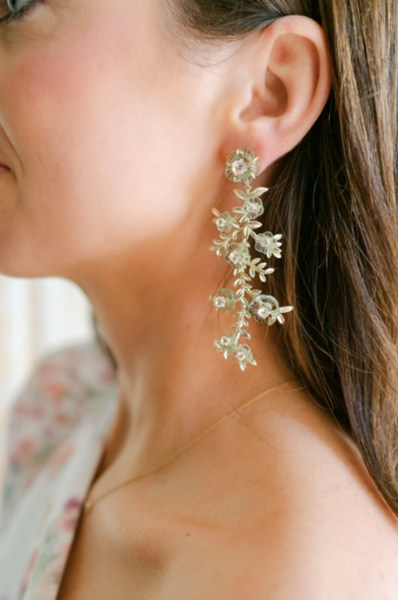 Green & Petal Pink Belgravia Chinoiserie Vine Earrings