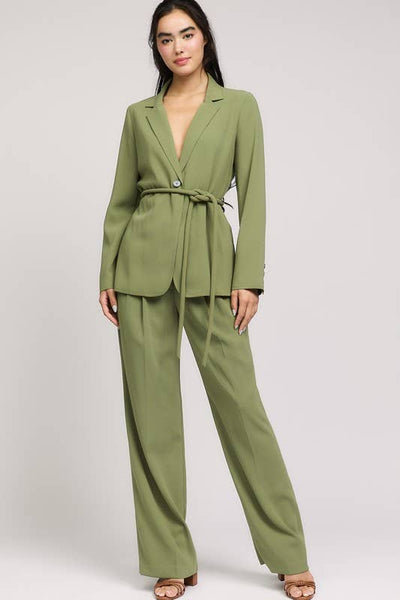 Olive Pintucked Trouser