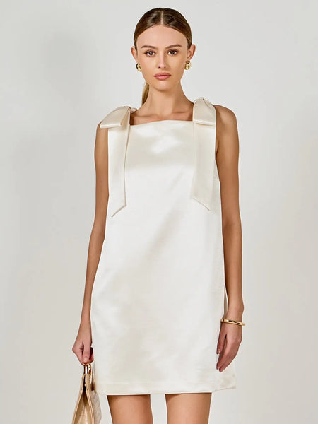 Velvet Satin Bow Mini DRess