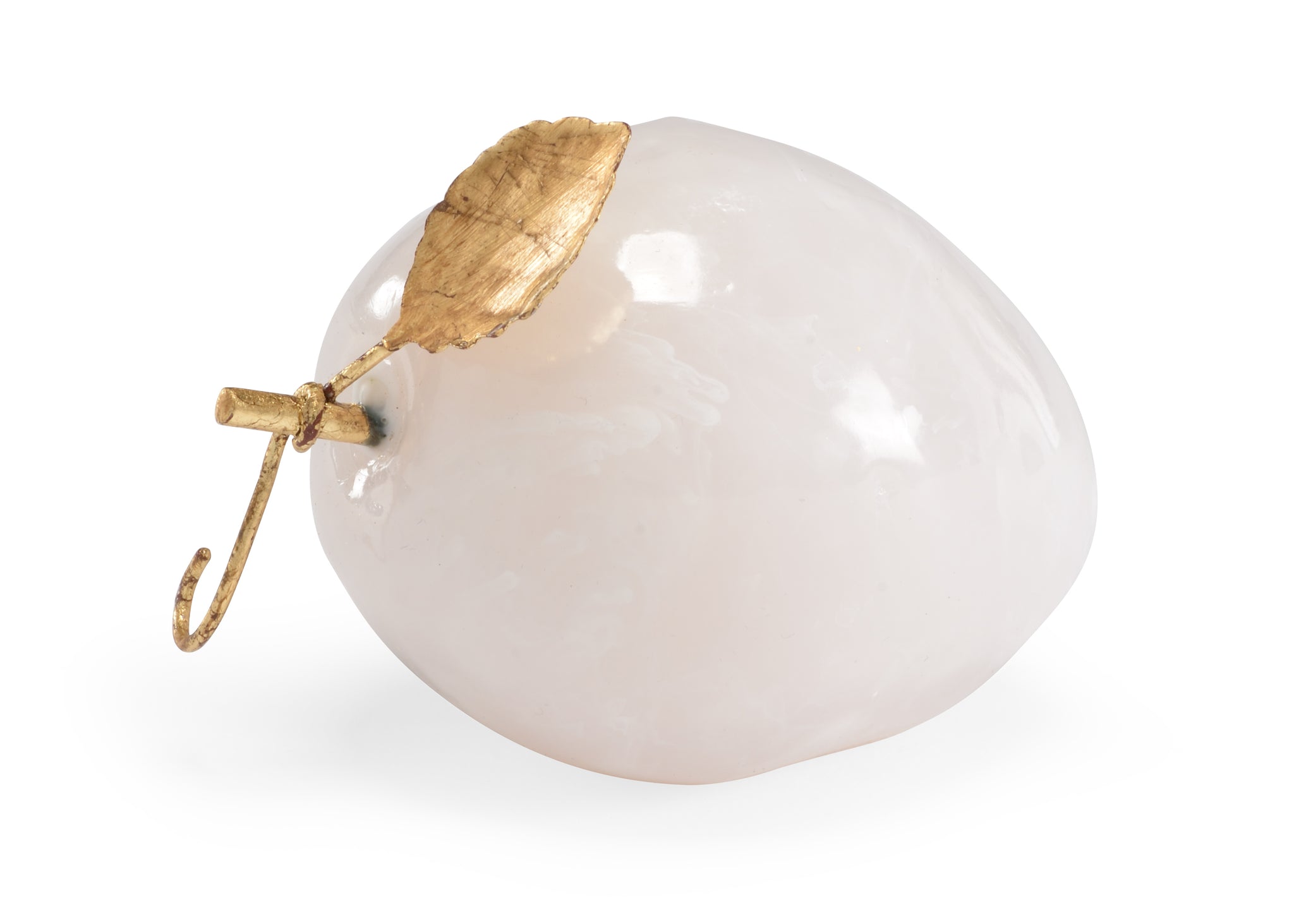 White Marble and Antique Gold Leaf Pear