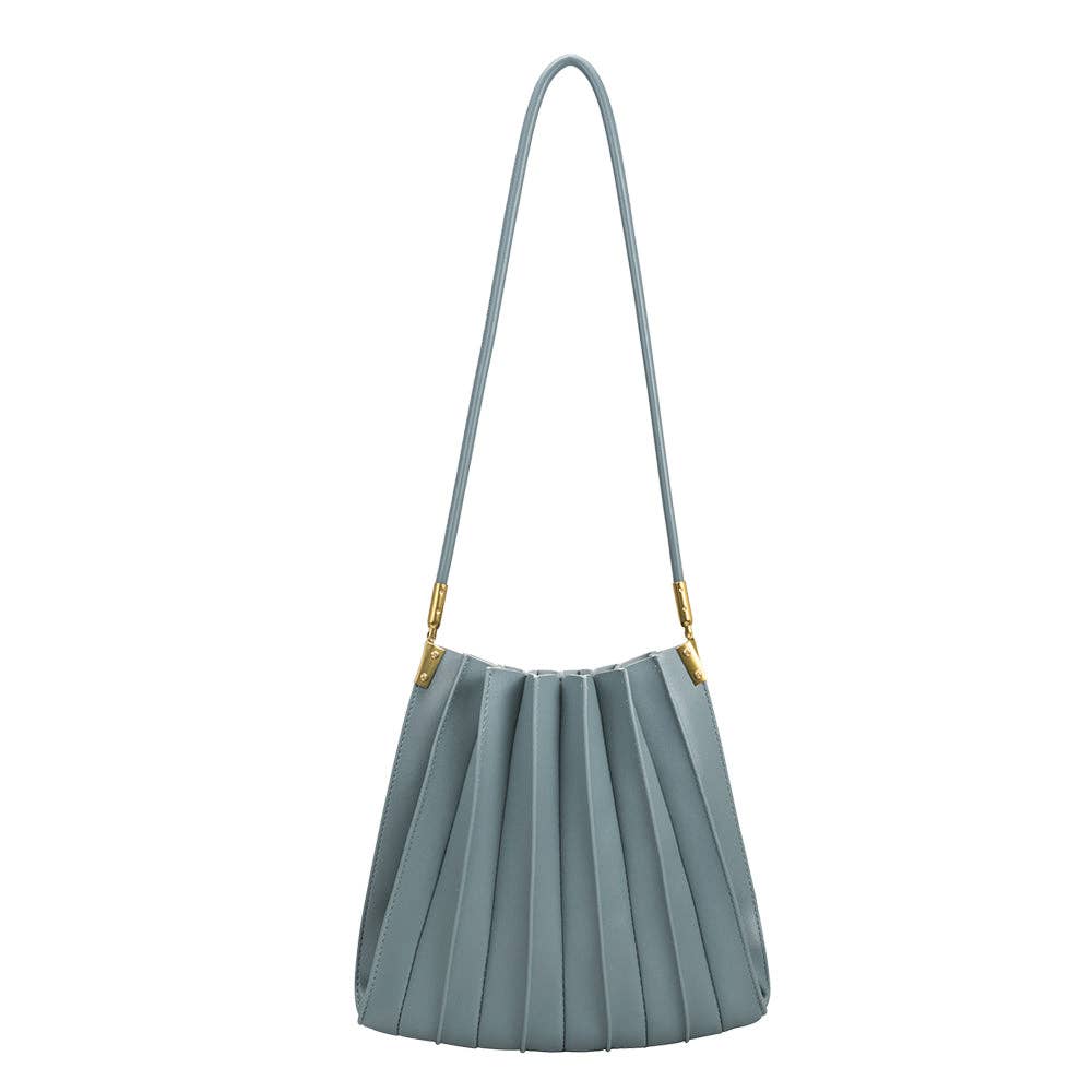 Carrie Slate Pleated Vegan Shoulder Bag