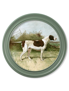 C.1881 Gun Dogs - Round Frame Green - Set of 2