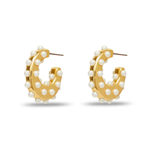 Pearl Archer Mini Hoop Earrings