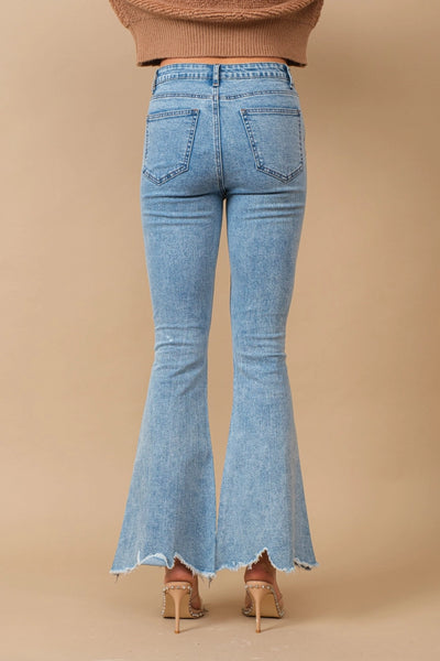 Ella Scallop Flare Rhinestone Trim Jeans