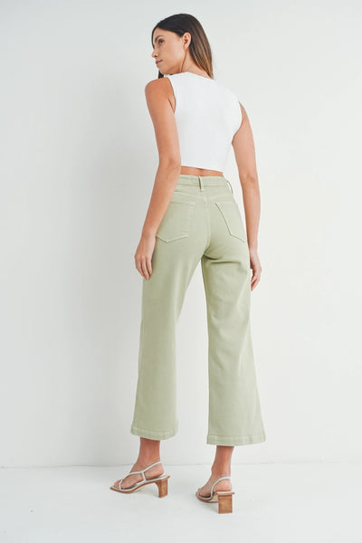 Sage Patch Pocket Wide Leg Jeans