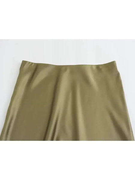 Maeve Satin Midi Skirt