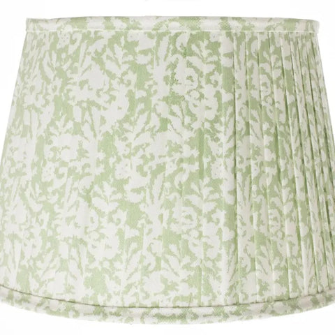 Pleated Light Green Floral/Coral Lampshade