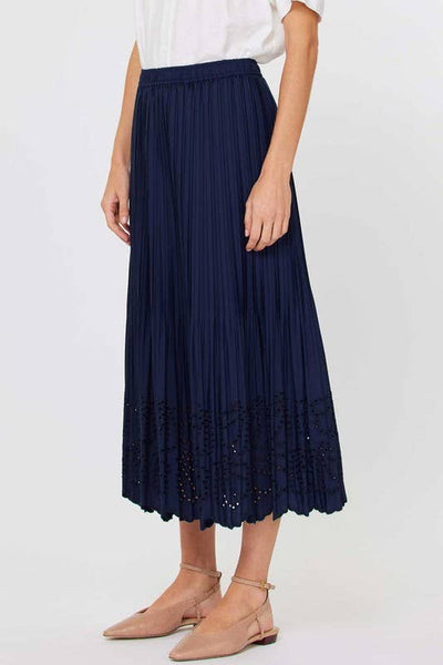 Pleated Eylet Midi Skirt