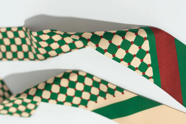 “Checkerboard” Silk Skinny Scarf