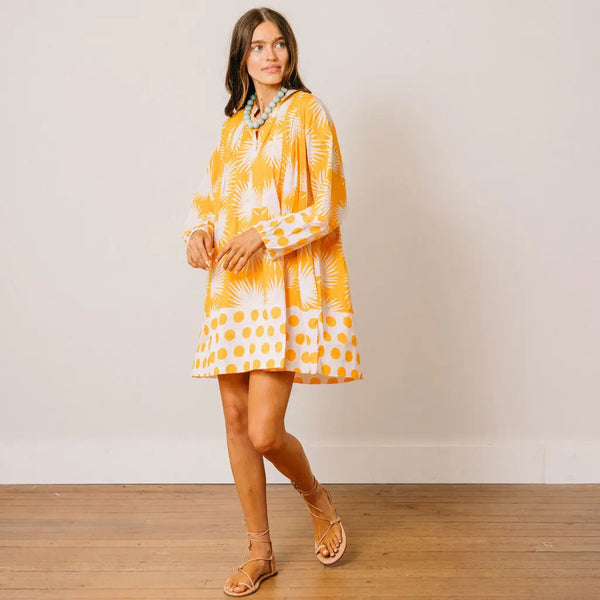 Gold Palm Geo Dress