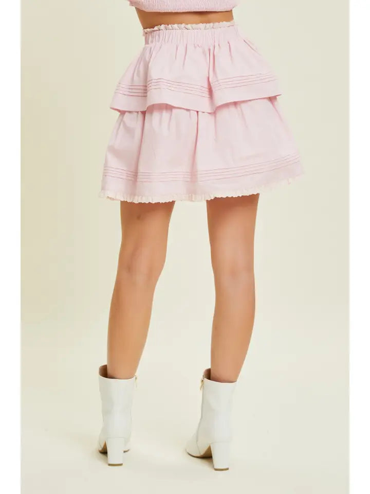 Baby Pink Cotton Mini Skirt