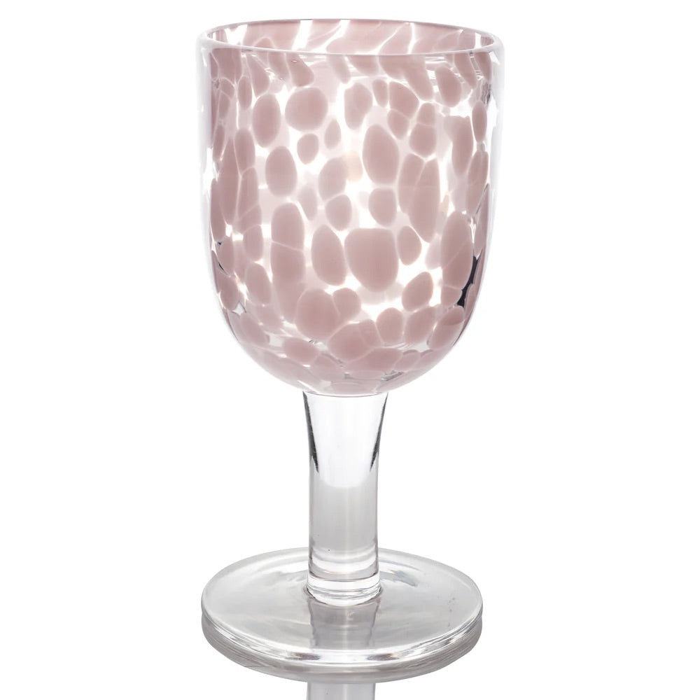 Torcello Spotted Rosa Wine Glass, Mauve/White Set of 4