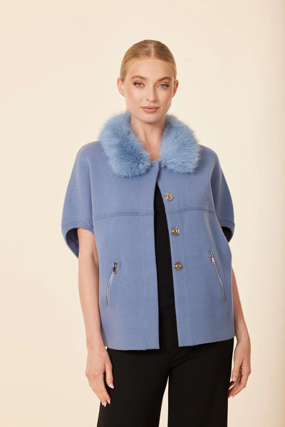 Faux Fur Trimmed Cocoon Cardigan