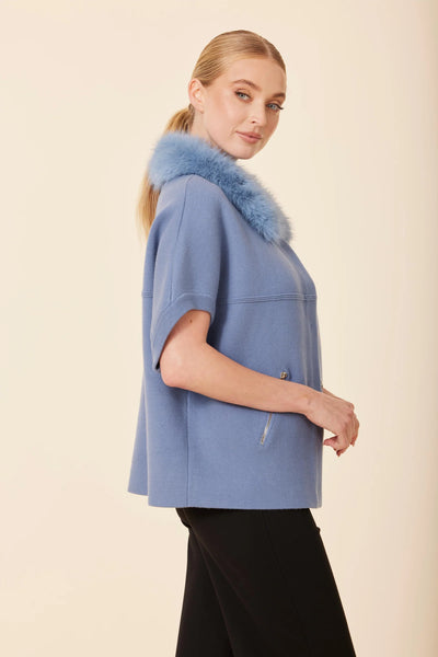 Faux Fur Trimmed Cocoon Cardigan