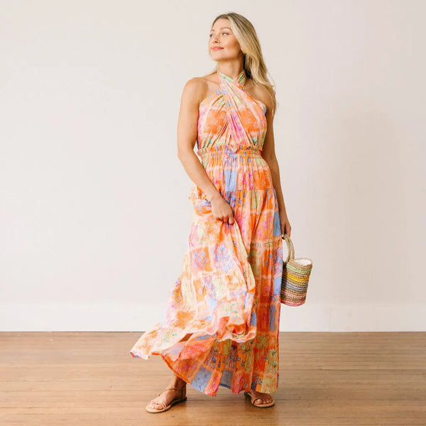 Patchwork Palm Capri Dress