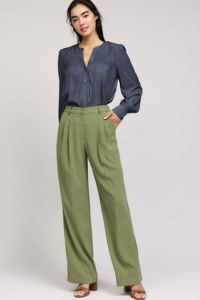 Olive Pintucked Trouser