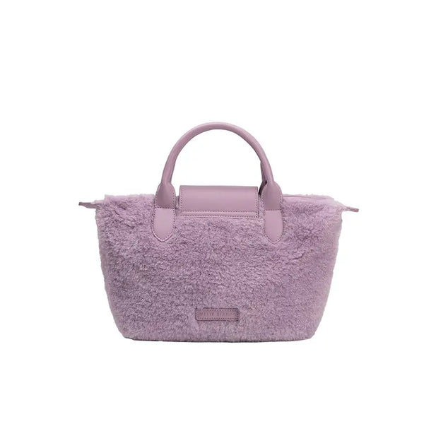 Winnie Lavender Sherpa Top Handle Bag