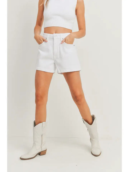 White Denim Mom Short