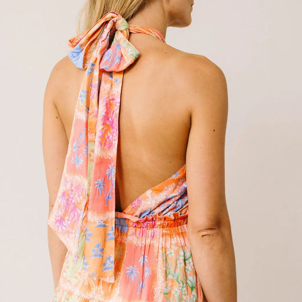 Patchwork Palm Capri Dress