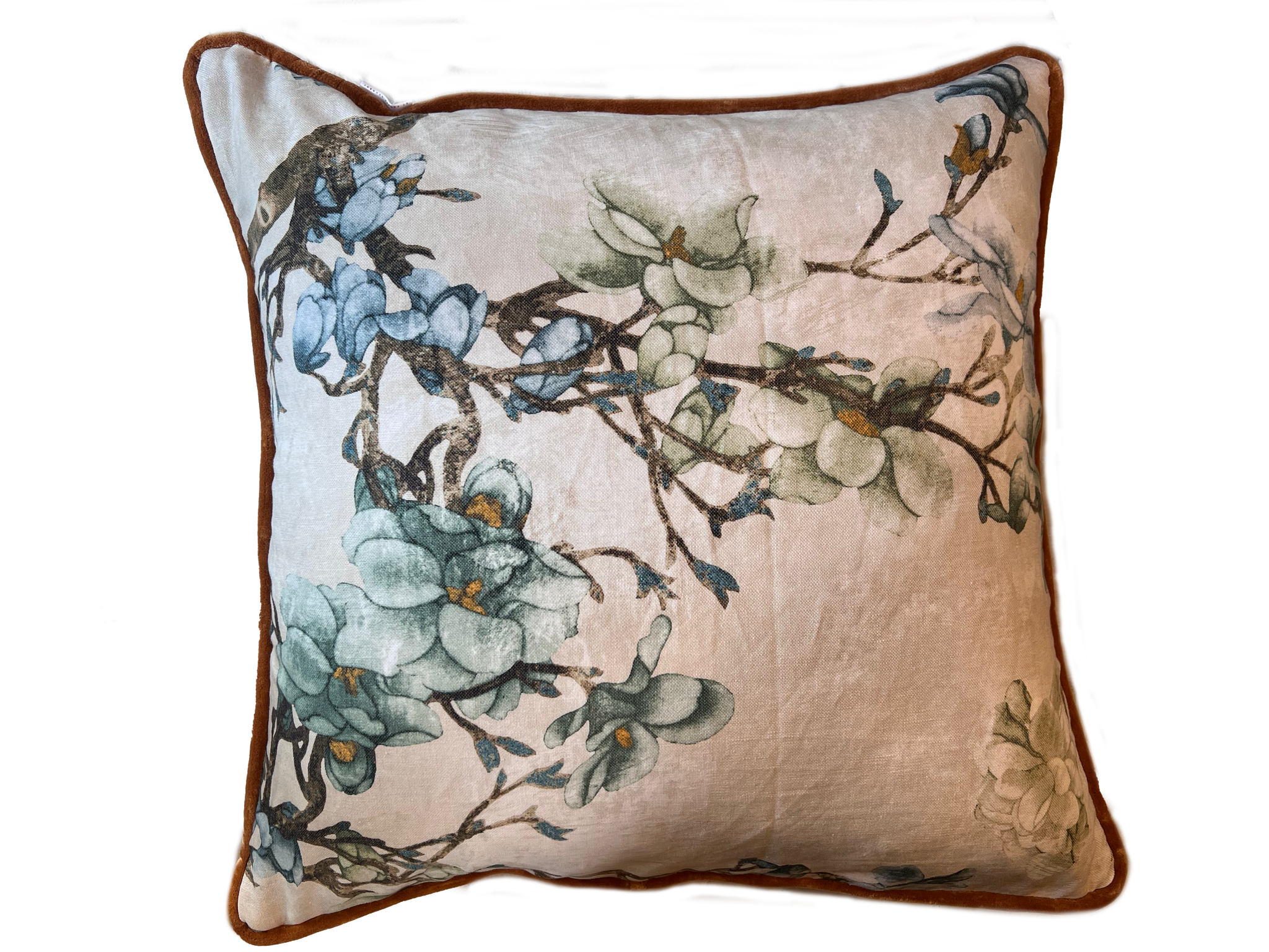 Floral Pillow Backed in Velvet