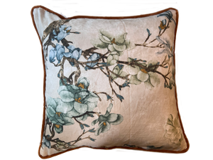 Floral Pillow Backed in Velvet