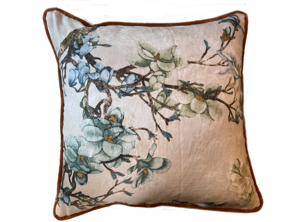 Floral Pillow Backed in Velvet