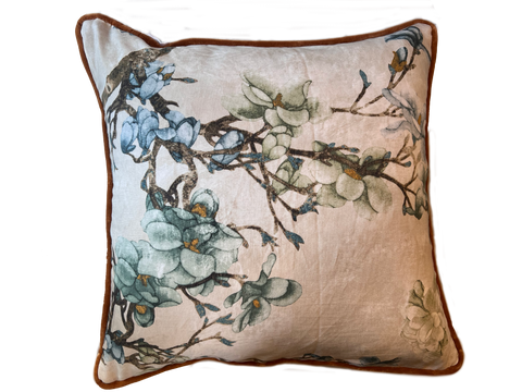 Floral Pillow Backed in Velvet