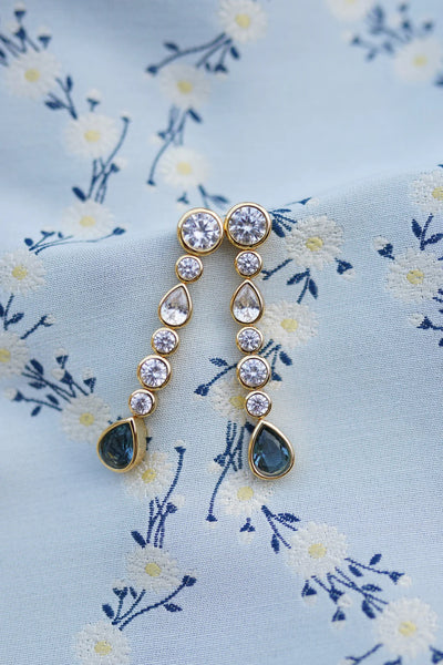 Blanc Bezel London Blue Drop Earrings