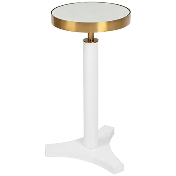 Round Cigar Table with Antique Brass Detail and Mirror Top