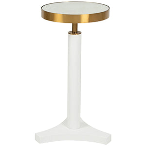 Round Cigar Table with Antique Brass Detail and Mirror Top