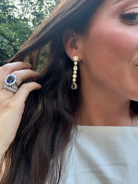 Blanc Bezel London Blue Drop Earrings