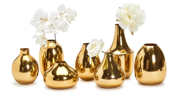 Gold Plated Nickel Vases Set of 7